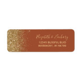 Terracotta Gold Glitter Wedding Return-adres Etiket (Voorkant)
