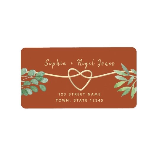 Terracotta Gold Greenery Return Address Label (Voorkant)