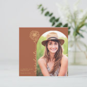 Terracotta Gold Handgeschreven Floral Arch Afstude Kaart (Staand voorkant)