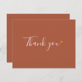 Terracotta Gold Heart Chic Script Business Bedankkaart (Voorkant / Achterkant)