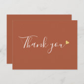 Terracotta Gold Heart Script Business Bedankt Briefkaart (Voorkant / Achterkant)