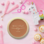 Terracotta Gold Heart Wedding Papieren Bordje (Feest)