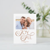 Terracotta Gold Joyful Kerstfeestdag Foto Feestdagenkaart (Staand voorkant)