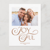 Terracotta Gold Joyful Kerstfeestdag Foto Feestdagenkaart (Voorkant)