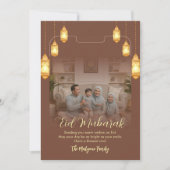 Terracotta Gold Lanterns Family Photo Eid Mubarak  Feestdagenkaart (Voorkant)