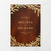 Terracotta Gold Leaf Branch Alles in een bruiloft Drieluik Uitnodiging (Cover)