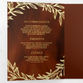 Terracotta Gold Leaf Branch Alles in een bruiloft Drieluik Uitnodiging (Binnenzijde eerst)