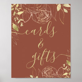 Terracotta & Gold Modern Floral Cards & Gifts Poster