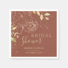 Terracotta & Gold Modern Floral Vrijgezellenfeest  Servet