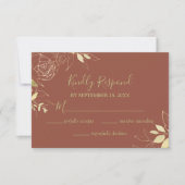 Terracotta & Gold Peony Floral Wedding RSVP Kaartje (Voorkant)
