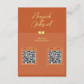 Terracotta Gold Photo Wedding QR Cd Enclosure Kaar Informatiekaartje (Voorkant)