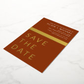 Terracotta Gold Save the Date Elegant Folie Uitnodiging (Gedraaid)