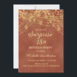 Terracotta Gold String Lights Surprise 18th Kaart<br><div class="desc">Elegante,  stijlvolle en leuke terracotta meisjes of vrouwen's verrassing 18e verjaardag uitnodiging met gouden snaarlampen en mousserende bokeh.</div>