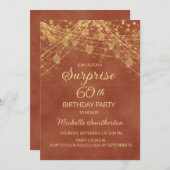 Terracotta Gold String Lights Surprise 60th Kaart (Voorkant / Achterkant)