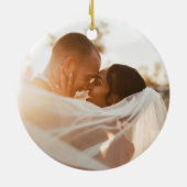 Terracotta Gold Sunburst Art Deco Eerste Kerstdag Keramisch Ornament (Achterkant)