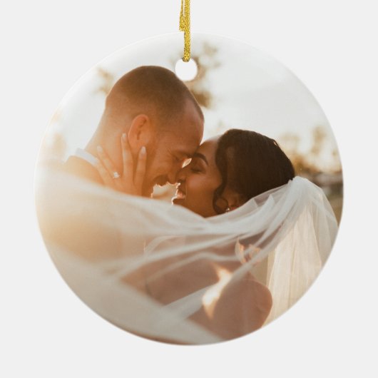 Terracotta Gold Sunburst Art Deco Eerste Kerstdag Keramisch Ornament (Achterkant)