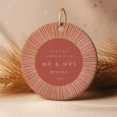 Terracotta Gold Sunburst Art Deco Eerste Kerstdag Keramisch Ornament