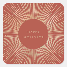 Terracotta & Gold sunburst lijst art deco Feestdag Vierkante Sticker