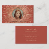 Terracotta & Gold sunburst lijst art deco foto Visitekaartje (Voorkant / Achterkant)