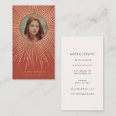 Terracotta & Gold sunburst lijst art deco verticaa Visitekaartje (Voorkant / Achterkant)