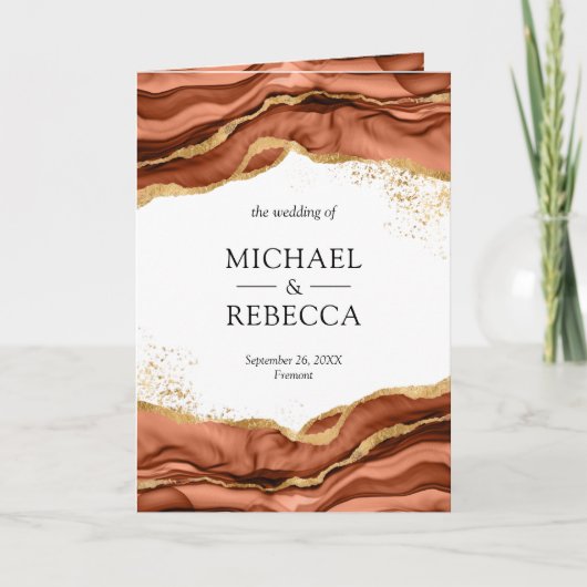 Terracotta Goud Abstracte Inkt QR Code Bruiloft (Voorkant)