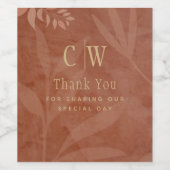 Terracotta Goud Herfst Bruiloft Bladeren Modern Wijn Etiket (Enkel label)