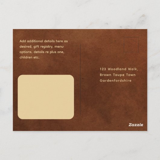 Terracotta Goud Kant Bruiloft RSVP Voor Matching I Briefkaart (Achterkant)