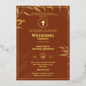 Terracotta Goud Katholieke Trouw Elegant Formeel Folie Uitnodiging (Voorkant)