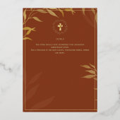 Terracotta Goud Katholieke Trouw Elegant Formeel Folie Uitnodiging (Achterkant)