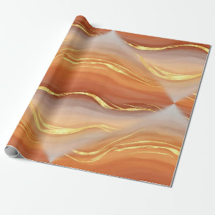 Terracotta Goud Marmer Aquarel Abstract Cadeaupapier