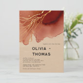 Terracotta Goud Modern Stijlvol Strand Herfst Brui Kaart (Staand voorkant)