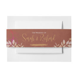 Terracotta & Goud Romantisch Fluweel Luxe Huwelijk Uitnodigingen Wikkel