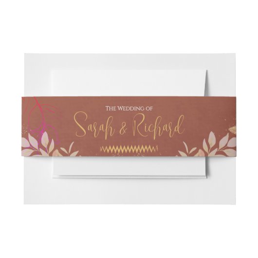 Terracotta & Goud Romantisch Fluweel Luxe Huwelijk Uitnodigingen Wikkel (Voorkant Voorbeeld)