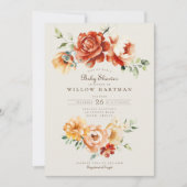 Terracotta Goud Roos Bloemenboog Herfst Baby showe Kaart (Voorkant)