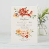 Terracotta Goud Roos Bloemenboog Herfst Baby showe Kaart (Staand voorkant)