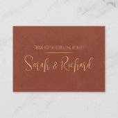 Terracotta & Goud Warm Boho Luxe Romantische bruil Plaatskaartje (Achterkant)