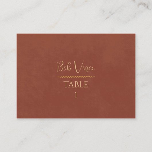 Terracotta & Goud Warm Boho Luxe Romantische bruil Plaatskaartje (Voorkant)
