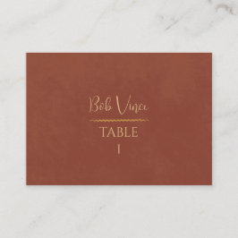 Terracotta & Goud Warm Boho Luxe Romantische bruil Plaatskaartje