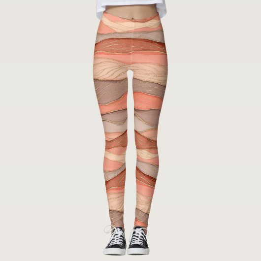 Terracotta Goudader Marmer - Warme Luxe (10) Leggings (Voorkant)