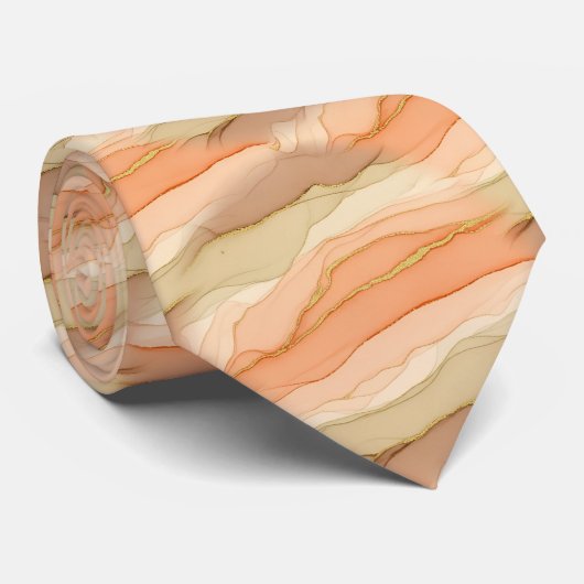 Terracotta Goudader Marmer - Warme Luxe (3) Stropdas (Opgerold)