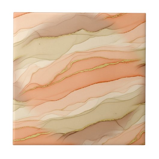 Terracotta Goudader Marmer - Warme Luxe (3) Tegeltje (Voorkant)