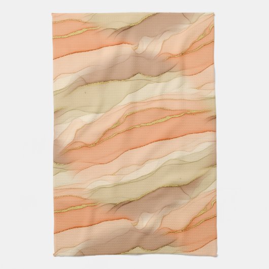 Terracotta Goudader Marmer - Warme Luxe (3) Theedoek (Verticaal)