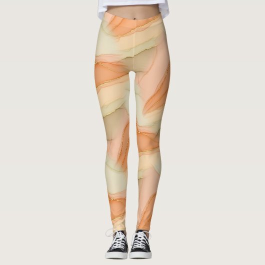Terracotta Goudader Marmer - Warme Luxe (4) Leggings (Voorkant)