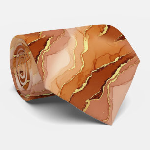 Terracotta Goudader Marmer - Warme Luxe (6) Stropdas