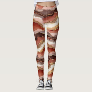 Terracotta Goudader Marmer - Warme Luxe (7) Leggings