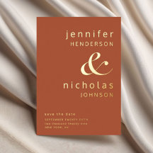 Terracotta Gouden Ampersand Huwelijk Save The Date