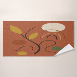 Terracotta Gouden Bladeren Huidig Design Badhanddoek