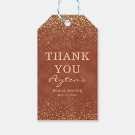 Terracotta Gouden Glitter Bruiloft Feest Bedankt Cadeaulabel