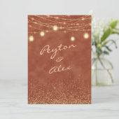 Terracotta Gouden Glitter Bruiloft Uitnodiging (Staand voorkant)