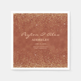 Terracotta Gouden Glitter Trouwreceptie Servet